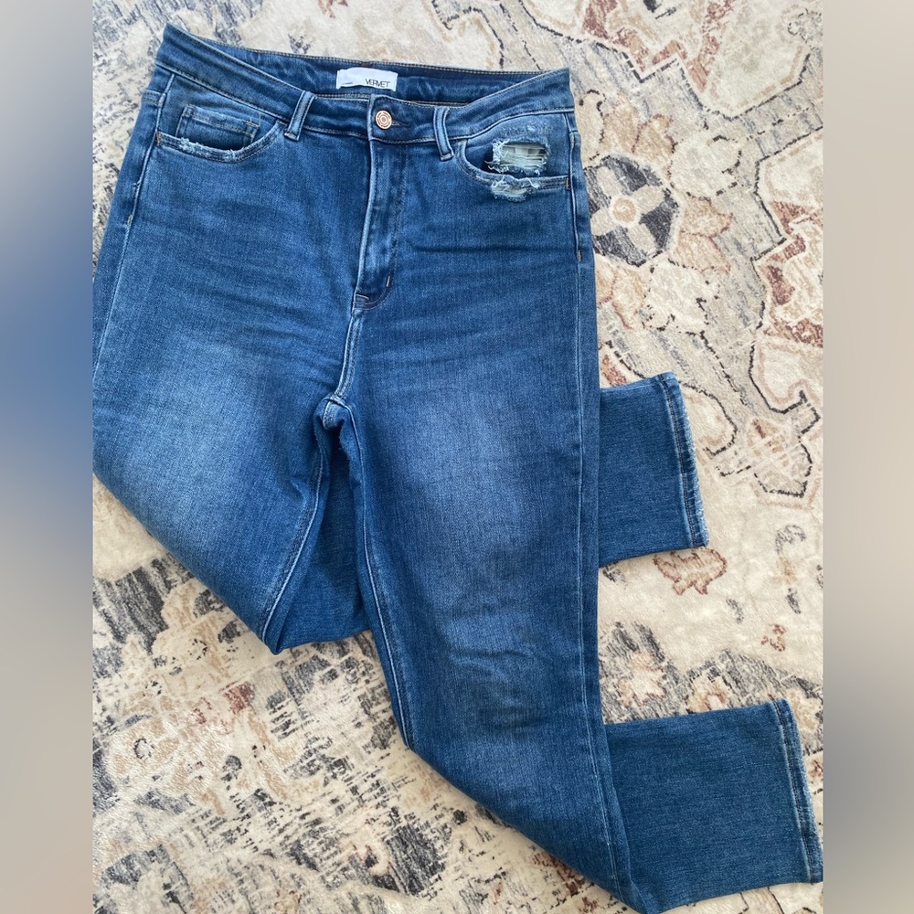 Vervet Flying Monkey Jeans Slim Straight High Rise denim Dark Wash 29 9/10